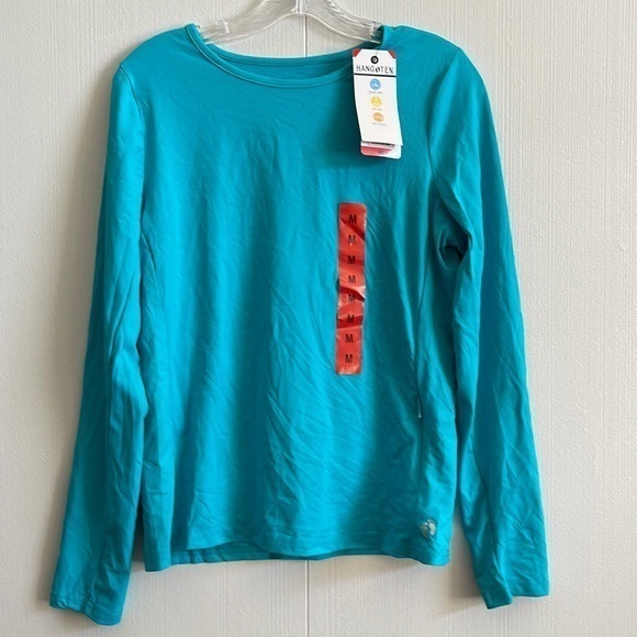 NWT hangten sun protection long sleeve tee UPF 50+ Medium Teal - Picture 1 of 9